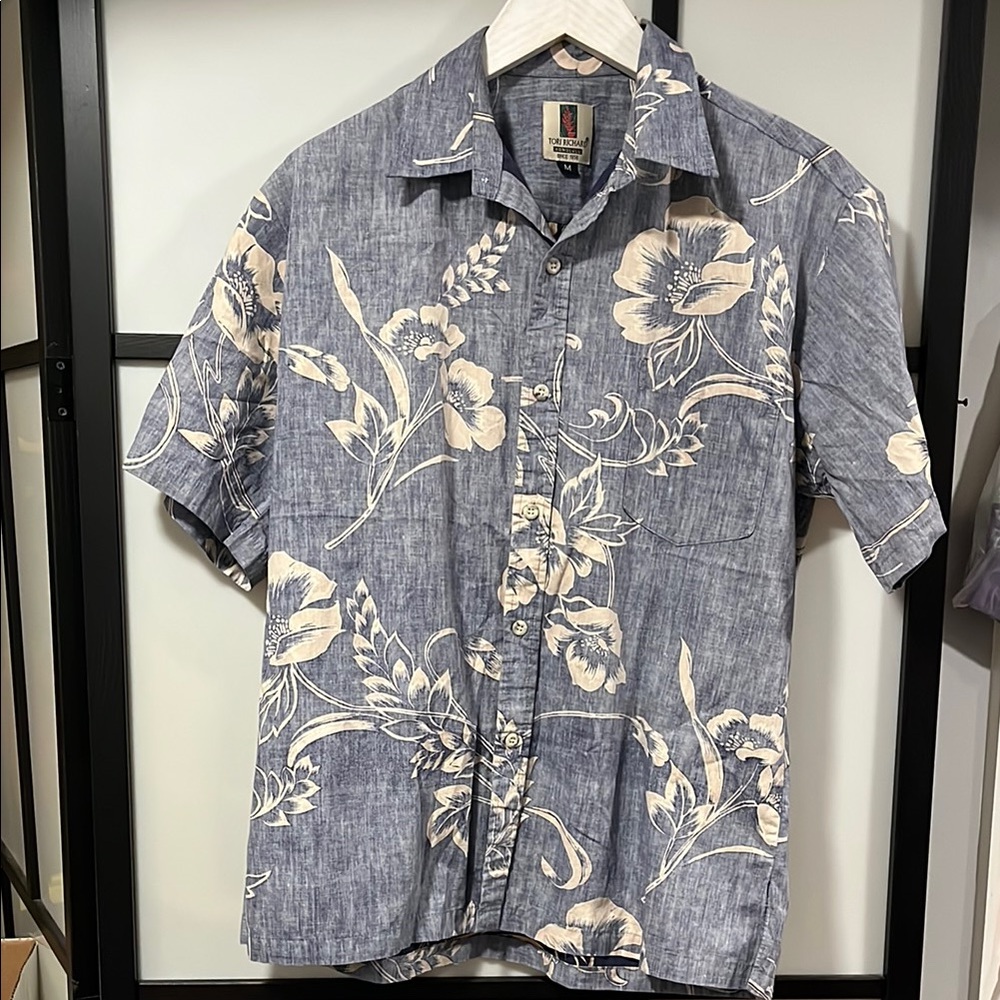 Tori Richard Floral Hibiscus Casual Button Down Shirt Mens Size Medium
